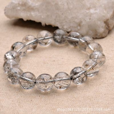 純天然15mm巴西黑發(fā)晶圓珠手鏈——東海縣盛飾珠寶匠心之作